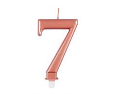 Unique Vela de cumpleaños 19627, número 7-3.5 pulgadas, oro rosa, metálico, 1 unidad, color rosa