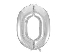 Idena 38225 - Globo número, tamaño aprox. 75 x 110 cm, plateado, sin relleno, apto para helio y aire, globo número, año de vida, aniversario, cumpleaños, regalo, decoración, fiesta
