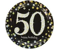 Amscan 551546 - Platos 50 aniversario, 26 cm.