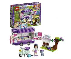 LEGO Friends - Puesto de Arte de Emma, Juguete de Construcción con Moto, Mini Muñeca de Emma, Figura de Gato Chico y Remolque (41332)