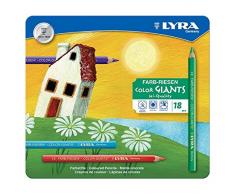 LYRA 3941181 Color-Giants - Caja metálica con 18 lápices de colores de tamaño grande [Importado de Alemania]
