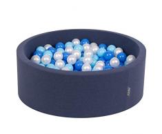 KiddyMoon 90X30cm/200 Bolas ∅ 7Cm Piscina De Bolas para Ninos Hecha En La UE, Azul Marino:Azul Clr,Azul,Perla