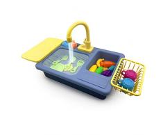 CLEMENT CLEMENTINE- Clément & Clémentine 101190-Juego de vajilla y Fregadero, plástico, 3 AA de 1,5 V, Pilas no Incluidas, Color Azul, 45 cm (MGM 101190)