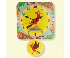 Dida - Reloj de Pared para niños - Pájaros Carpinteros - Reloj de Pie para Niños de Madera
