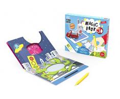 Kibi Magic Book 3D - Libro con Pizarra Magnética y Juegos, Multicolor