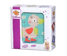 Eichhorn - Cubo de Fotos Friends de 9 Bloques de construcción con 6 Motivos Animales, 9 Piezas, 12 x 12 cm, 100% Madera de Abedul certificada FSC, a Partir de 3 años