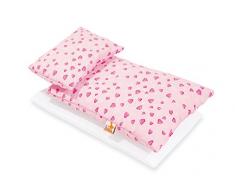 Pinolino 28350-7 - Ropa de cama para cochecito de juguete (3 piezas), diseño de corazones, color rosa