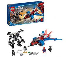 LEGO Super Heroes - Jet Arácnido vs. Armadura Robótica de Venom, Juguete de Construcción Inspirado en el Universo Marvel, Incluye Minifiguras de Spider-man y Spider-man Noir (76150)
