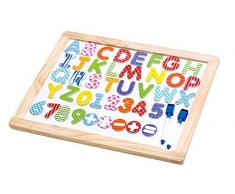 Tooky Toy Tabla de Madera con Alfabeto, números y símbolos de cálculo - Pizarra magnética Multicolor Juguete de Aprendizaje - Aprox. 45 x 35 x 1,2 cm.