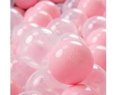 KiddyMoon 300 ∅ 7Cm Bolas Colores De Plástico Para Piscina Certificadas Para Niños, Rosa Claro Transparente