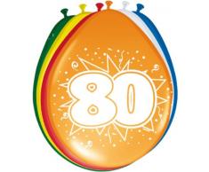Folat 80 cumpleaños globos de la Fiesta Decoración 8 pieza multicolor 30 cm einheits , Modelos/colores Surtidos, 1 Unidad