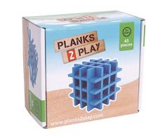 New Classic Toys P2CDB45 Tablones de Madera, 45 Piezas, Color Azul Oscuro