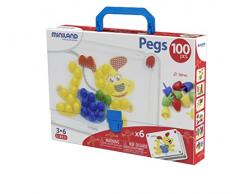 Miniland- Pegs 20 mm (100 Piezas) -Primary Colors Divertido Juego de mosaicos. (31806)