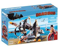 Cómo entrenar a tu dragón-Eret con Ballesta de 4 Disparos Playset de figuras de juguete, color marrón, 28,4 x 9,3 x 18,7 cm Playmobil 9249