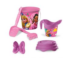 Mondo Toys - BUCKET SET + WATER CAN ALICE - Juego de cubo de arena ø17 cm con jarra de agua - Juego de playa (6 piezas) para niños a partir de 3 años - 28714