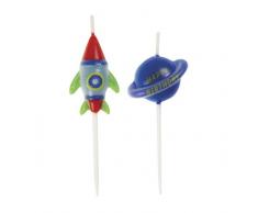 Unique Party - Velas de Cumpleaños - Diseño de Fiesta en el Espacio Exterior - Conjunto de 6 (73270)