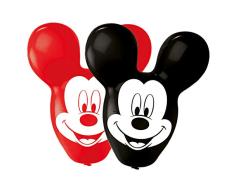 Amscan 9903667 - Juego de 4 globos de látex, diseño de Mickey Mouse, color negro y rojo , color/modelo surtido