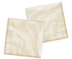 Folat 61914 Vajilla de fiesta Servilletas Fiesta 33cmx33cm 20 piezas Beige Mármol - Servilletas de papel para Cumpleanos, Fiesta infantil, Despedida de Soltera, Compromiso, Boda, Aniversario