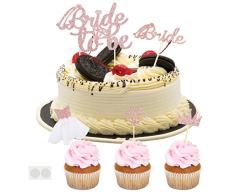 AirSMall Cake Topper, 5pcs. Novios, JGA Decoración Vestido de Novia Anillo de Diamante para Mujeres Boda de Compromiso Decoración de Fiesta Nupcial