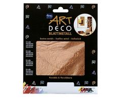 KREUL 99403 Art Deco Hojas de Metales, para Personalizar sobre Madera, Cristal, Papel, Lienzo, poliestireno, Cera, cerámica, Metal, Piel y Piedra, Aprox. 14 x 14 cm, 6 Hojas en Cobre