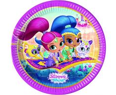 Generique Juego de 8 Platos de cartón Shimmer and Shine, 23 cm, Multicolor, PR87904