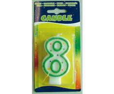 Folat - Vela con número 8 para decoración de cumpleaños