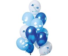 Folat B.V.-Folat Juego de globos para niños (30 cm, 12 unidades), color azul y blanco Its a boy 30cm-12 piezas látex para Aire y Helio para Baby Shower, blue,white, (69340)