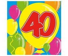 Folat - Globos De Servilletas De Papel para 40 Años Fiesta - Multicolor - 20 Piezas