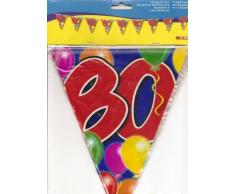 Folat - 80 Año Globos Bandera para Cumpleaños Fiesta Decoración - 10 Metros - Multicolor