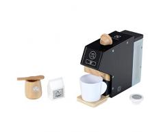 Theo Klein 7401 Cafetera Electrolux de madera I Incluye taza, cápsulas, leche y azúcar I Accesorios para cocinas de juguete I Juguete para niños a partir de 3 años