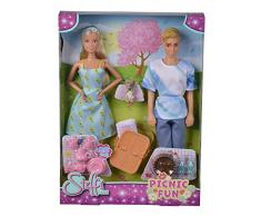 Steffi Love Picnic Fun - Muñeca y tu Dulce Perro con Kevin, con Cesta de Picnic y Manta, 20 Piezas, 29 cm, muñecas de Juego a Partir de 3 años
