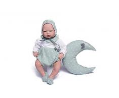 Muñecas Guca- MUÑECO Reborn NICOLÁS Conjunto Estrellas Verde con Capota,Zapatos Y COJÍN Luna. 46CM, Multicolor (18042)