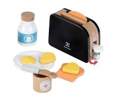 Theo Klein 7400 Tostadora Electrolux de madera I Con rebanadas de pan, mantequilla y mucho más I Accesorios para cocinas de juguete I Para niños a partir de 3 años