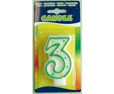 Folat - Vela con número 3 para decoración de cumpleaños