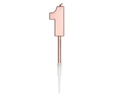 Folat 67031 Vela Número 1 Oro Rosa Metálico, color rose gold