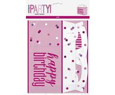 Unique Party - Cajas de Fiesta de Cumpleaños - Diseño de Rosa y Plateado Glitz - Paquete de 6 (83929)