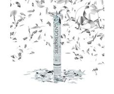 Relaxdays Cañón, Altura de 6-8 m, Lanza confeti, Decoración para bodas, Plateado, 40 cm, color (10020852)