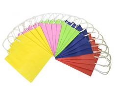 Folia 21209 - de Papel Bolsas de Papel Kraft, 12 x 5,5 x 15 cm, 20 Piezas, Colores Surtidos
