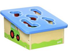 Goki- Vehículos Puzzles de Madera - Caja de Formas, Multicolor (58668)