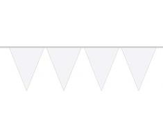 Folat - Línea De Banderas De Color XL Para Fiesta Decoración - 10 metros - Blanco