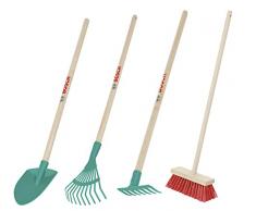 Theo Klein 2794 Kit de herramientas de jardín Bosch | Compuesto por pala, rastrillo para hojas, rastrillo y escoba | Juguetes para niños a partir de 3 años