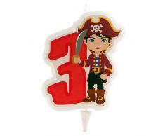 Dekora- Vela de Cumpleaños 2D de Pirata para Tartas Infantiles - Numero 3 (345257)