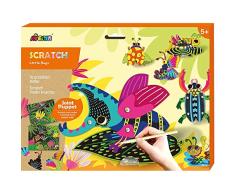 Juego de Marionetas de Scratch Art para Niños - 6 Bichos - Incluye Láminas de Dibujos y Soportes - A Partir de 5 Años - Avenir - Dibujos para Rascar y Crear un Teatro de Marionetas Infantil