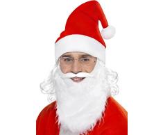 Smiffys-23505 Kit de disfraz de Papá Noel, con barba, gafas y gorro con pelo, color blanco, Tamaño único (23505) , color/modelo surtido