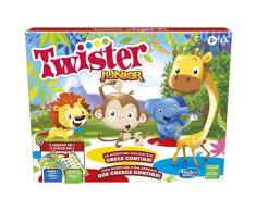 Juego Twister Junior - Aventura con Animales - Tapete de 2 Lados - 2 Juegos en 1 - Juego de Fiestas - Juego de Interiores de 2 a 4 Jugadores