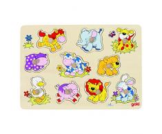 Goki - Puzzle de encajar con cachorritos II, 10 piezas, de madera (Gollnest & Kiesel 57838.0)