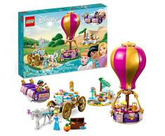 LEGO 43216 Disney Princess Viaje Encantado de las Princesas, Juego 3en1, Mini Muñecas Cenicienta, Rapunzel y Jasmín, Carroza con Caballo, Alfombra Mágica y Globo, Regalos Niñas y Niños de 6 Años o Más