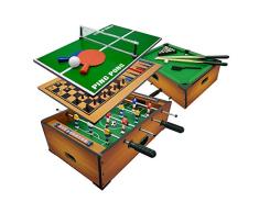 Sport1 Multijuego 6 en 1 de Mesa – Futbolín 6 vs 6 Barras Uscenti/Ping Pong/Mesa de Billar/Scacchi/Dama​ & Backgammon​ cm 51 x 31 x 16