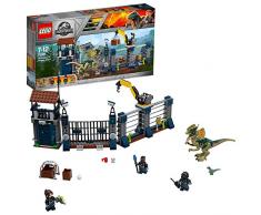 LEGO Jurassic World - Ataque del Dilofosaurio al Puesto de Vigilancia, Juguete de Construcción con Dinosaurios Creativo y Divertido (75931)