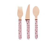 Neviti 775691 Glitz & Glamour Pink & Rose Gold - Cubertería de madera (24 unidades, 16,4 x 2 x 0,3 cm), color rosa